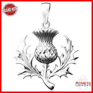 Scottish Thistle Silver Pendant Necklace, 925 Sterling Silver, Handmade